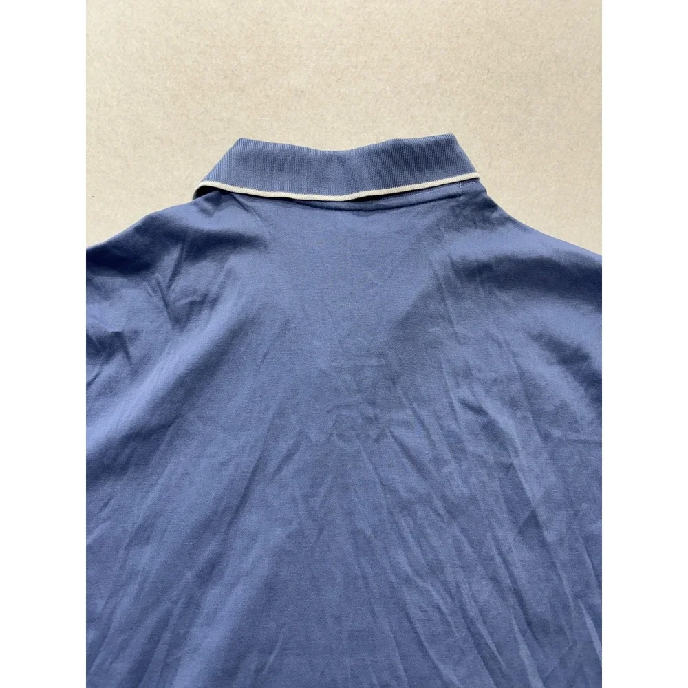 Banana Republic Luxe Touch Polo Shirt Mens Medium Blue Short Sleeve V Neck